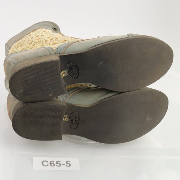 Steve Madden Womens Thunder Boots Size 6.5 Blue Leather Lace Up Distressed Boho - Picture 8 of 12